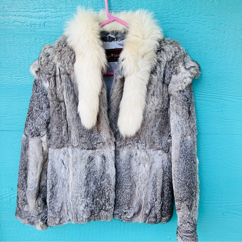 VINTAGE RABBIT FUR JACKET MOB BOSS WIFE SIZE SMALL SERGIO VALENTE